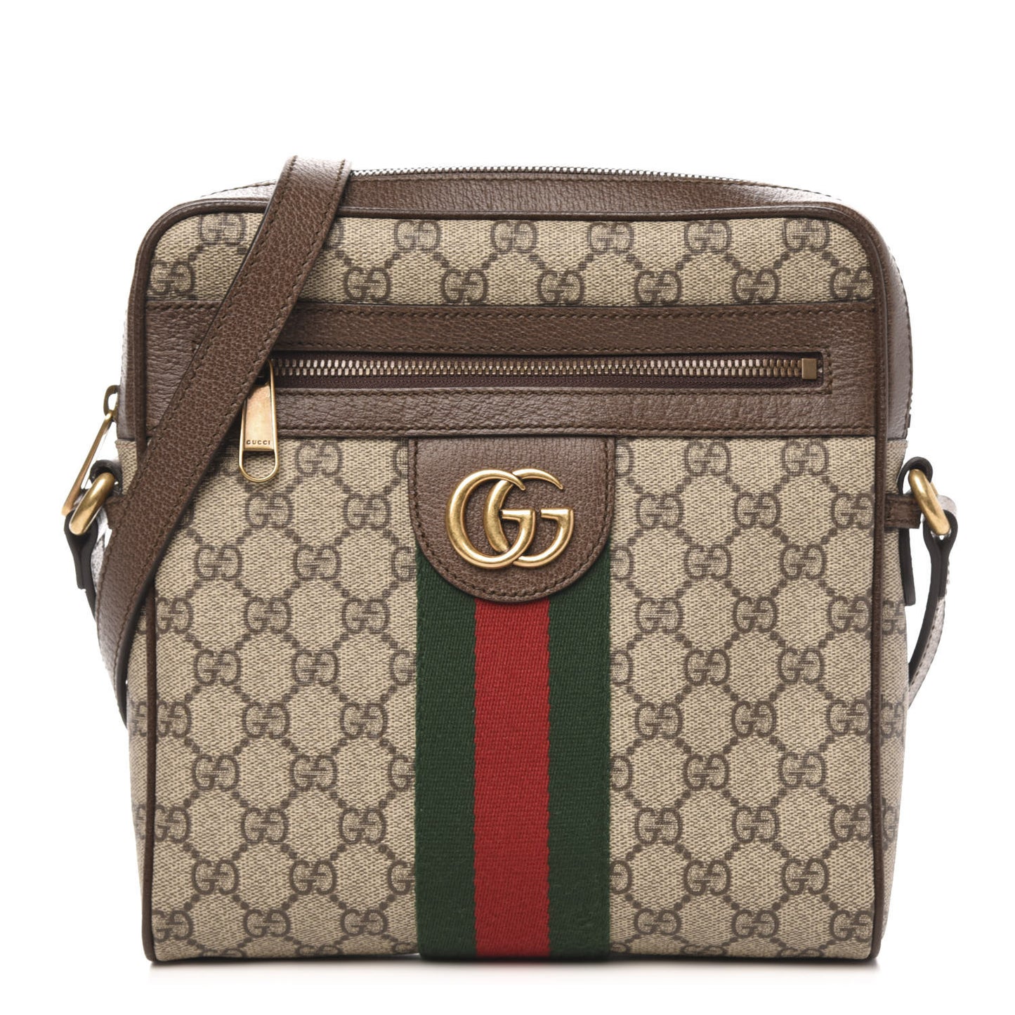 GG Supreme Monogram Web Small Ophidia Messenger Bag Brown