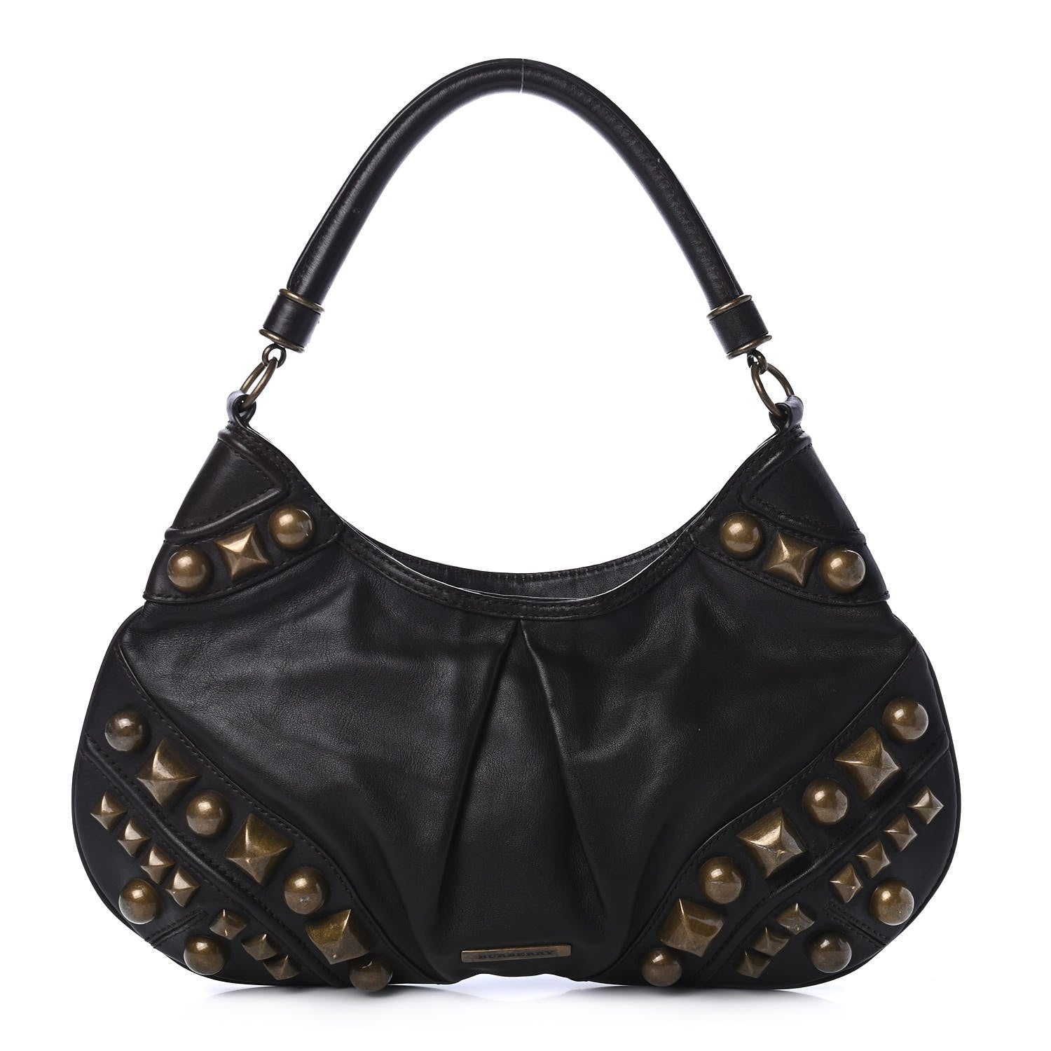 Burberry Calfskin Studded Medium Alverton Hobo Chocolate 1 of 4