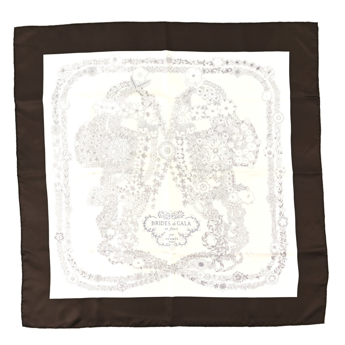 Silk Brides De Gala En Fleurs Scarf 90 Ebene White Gris Anthracite