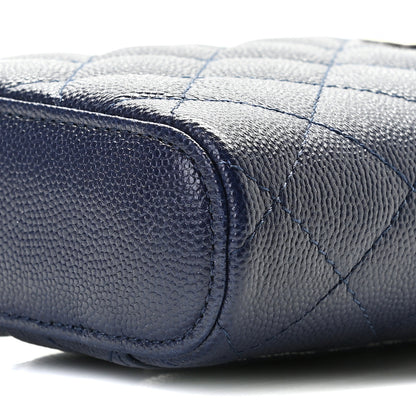 Chanel Caviar Quilted Small Vertical Coco Beauty Vanity Case With Chain Navy 7 of 9