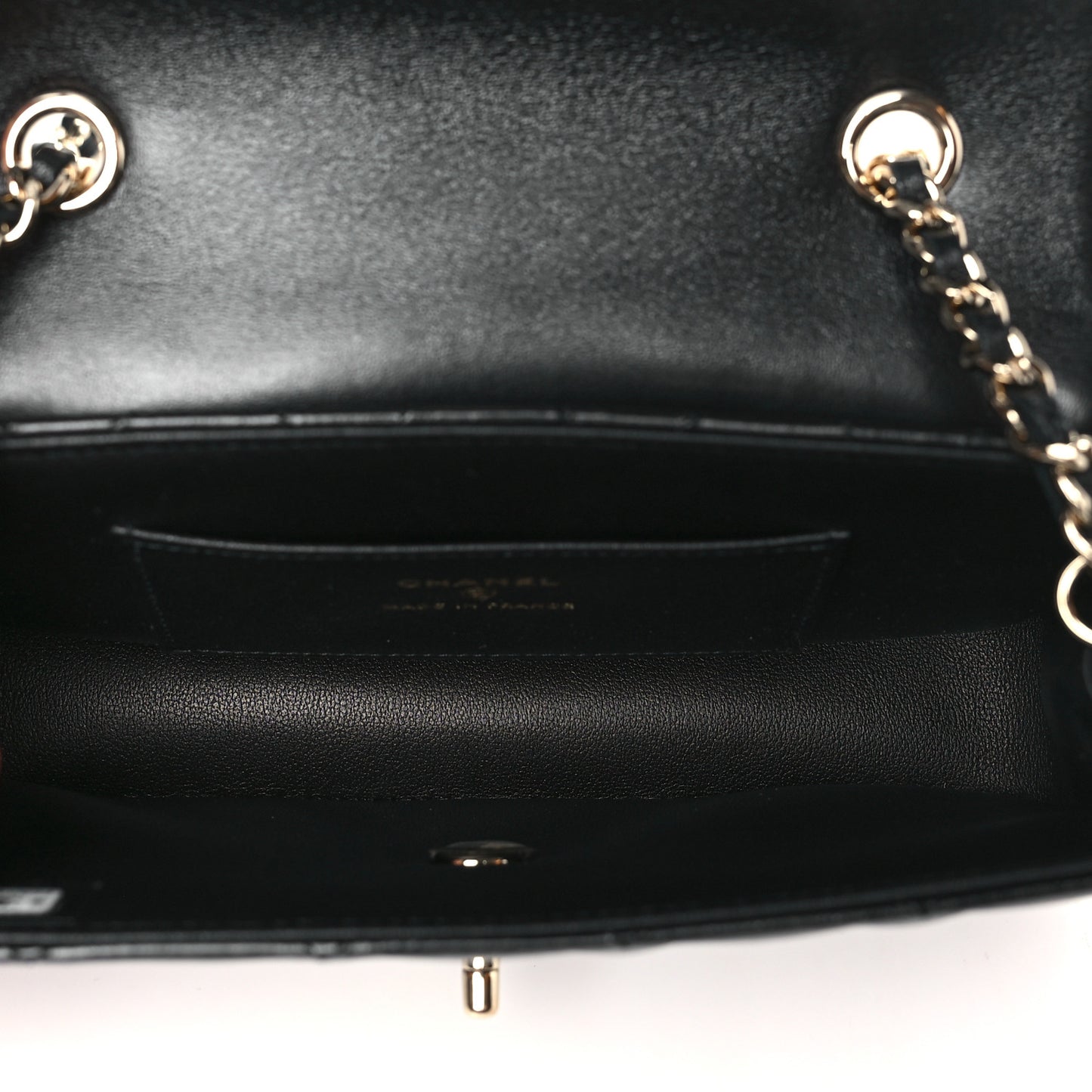 Lambskin Quilted Rectangular Clutch With Chain Black