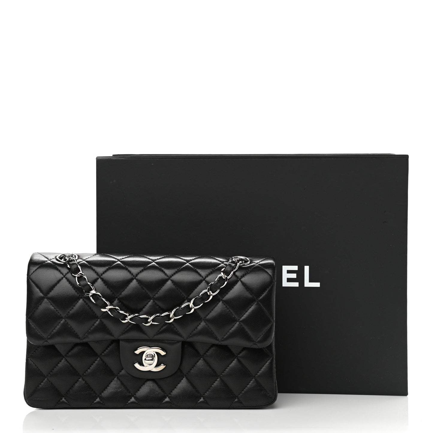 Lambskin Quilted Small Double Flap Black