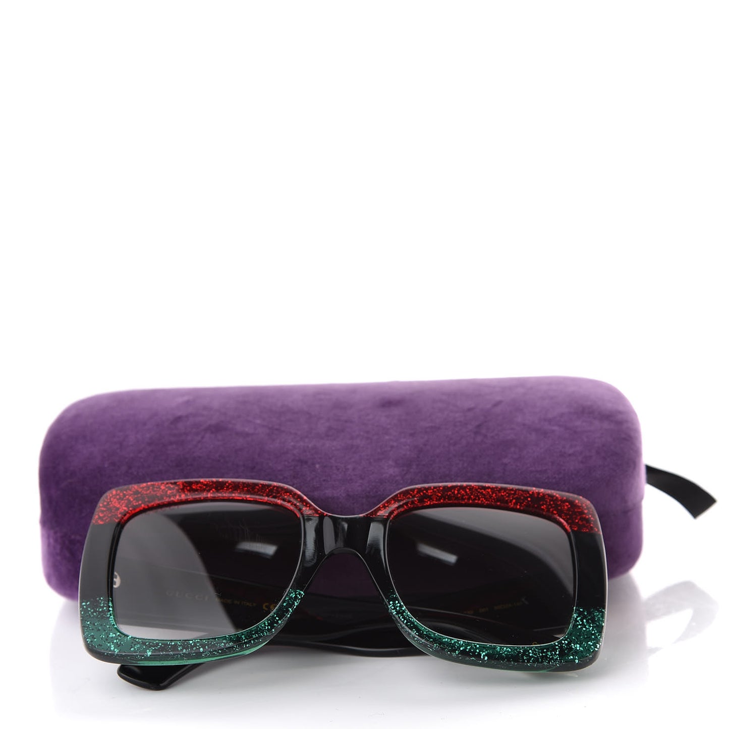 Square Frame GG0083S Sunglasses Glitter Red Black Green