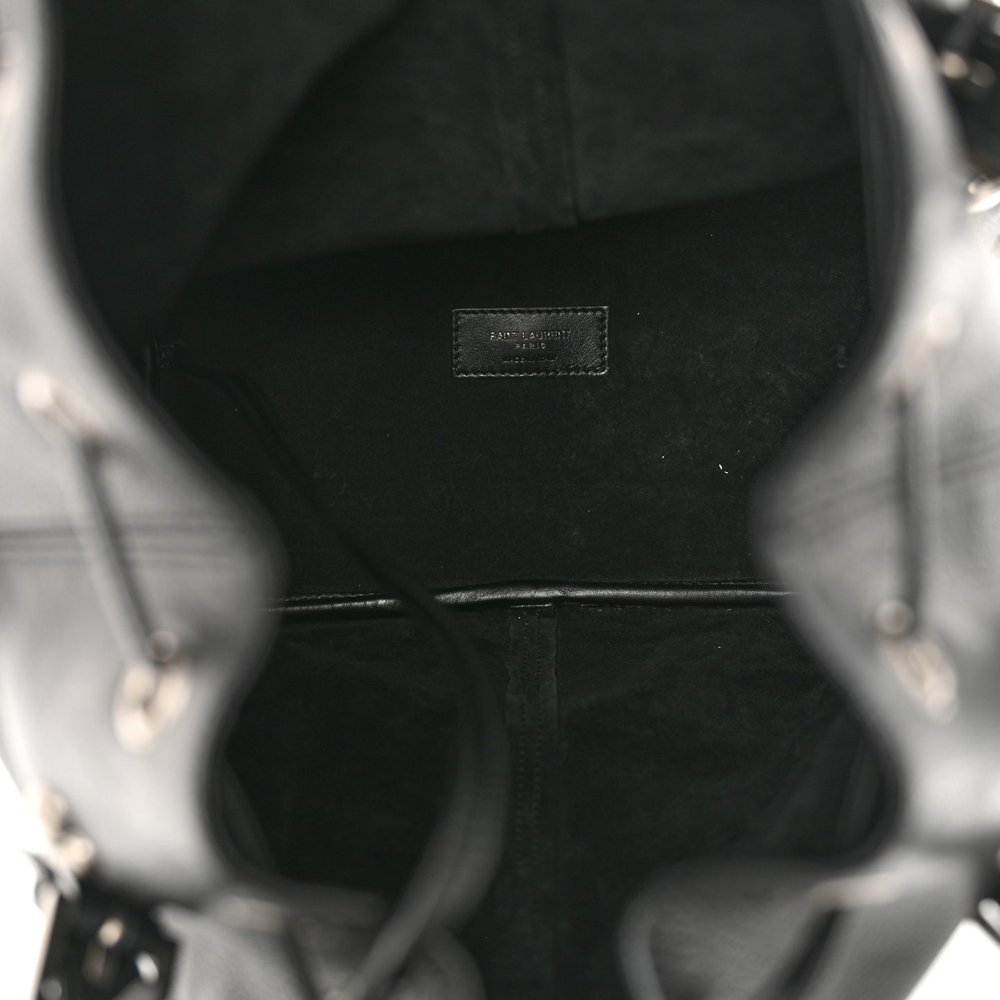 Lambskin Medium Heart Studded Riva Bucket Bag Black