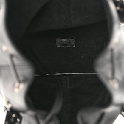 Saint Laurent Lambskin Medium Heart Studded Riva Bucket Bag Black 6 of 11