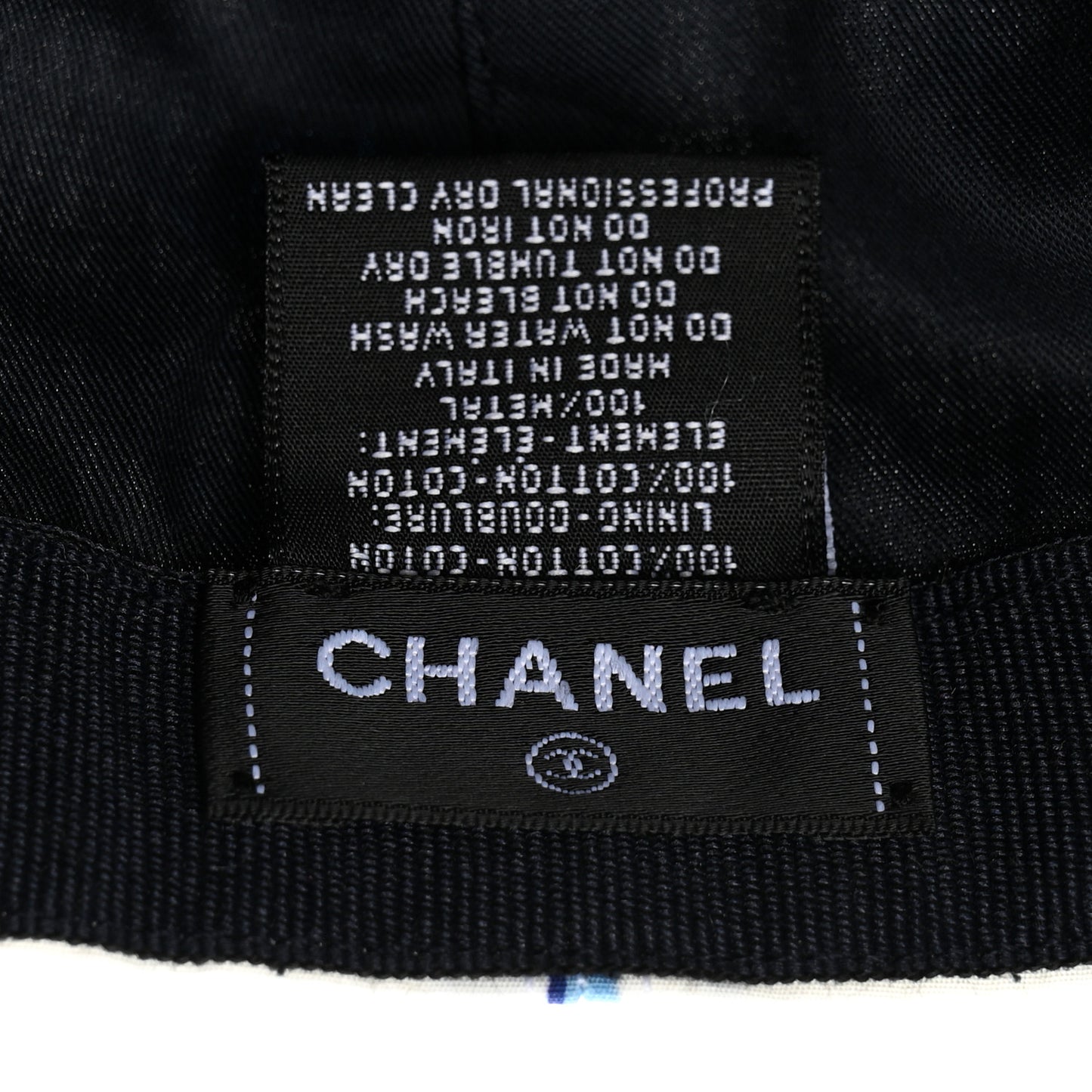 Cotton CC Print Cap Hat White Blue