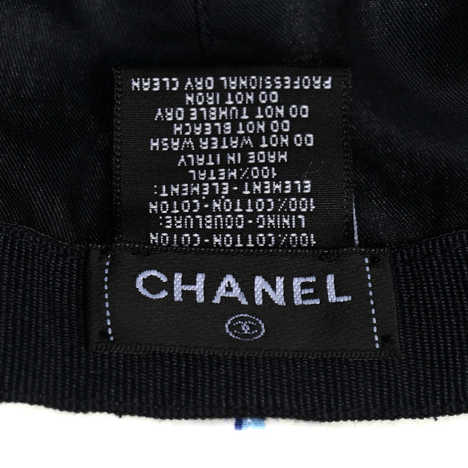 Chanel Cotton CC Print Cap Hat White Blue 8 of 8