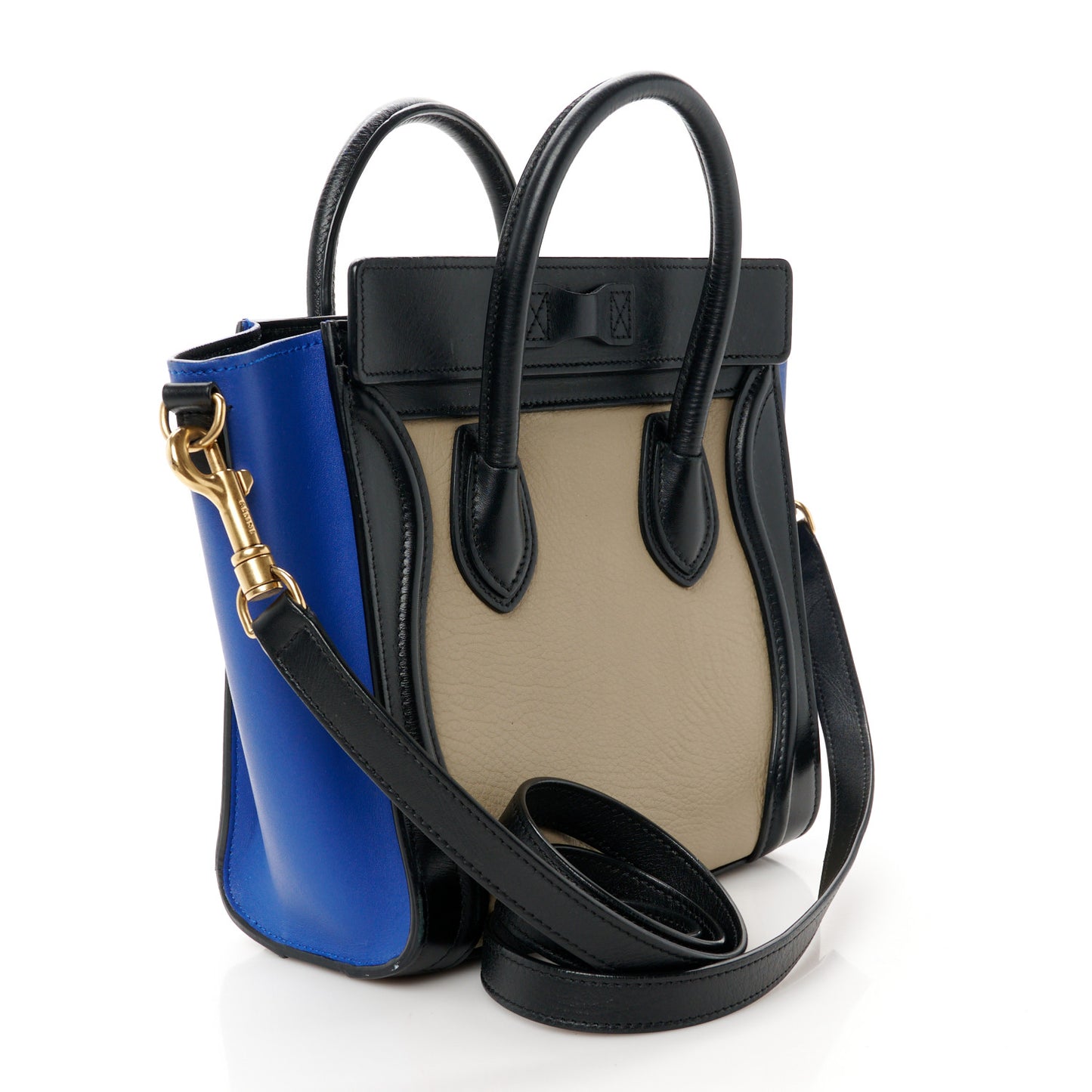 Elephant Calfskin Nano Tri-Color Luggage Sand