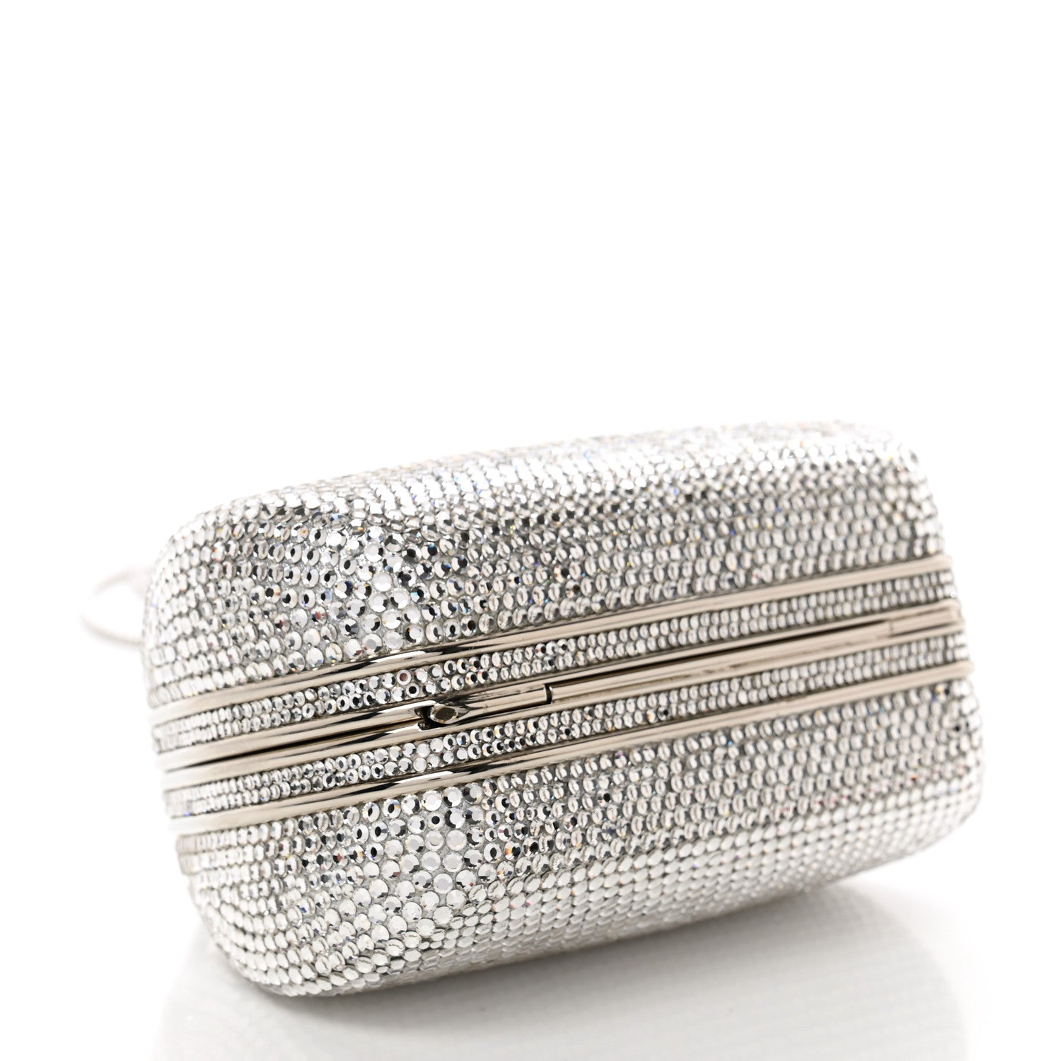Judith Leiber Swarovski Crystal Minaudiere Clutch Silver 4 of 8