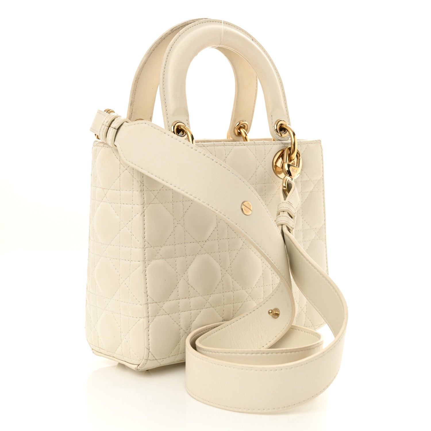 Christian Dior Lambskin Cannage Small My ABCDior Lady Dior White 2 of 17