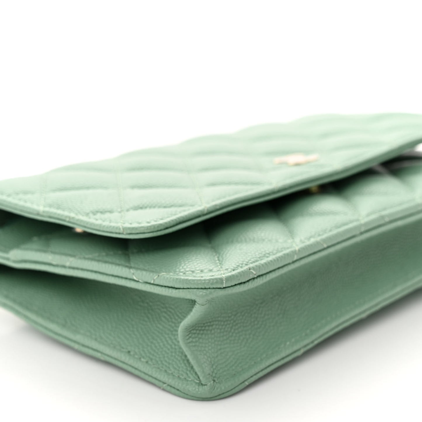 Caviar Quilted Wallet on Chain WOC Light Green