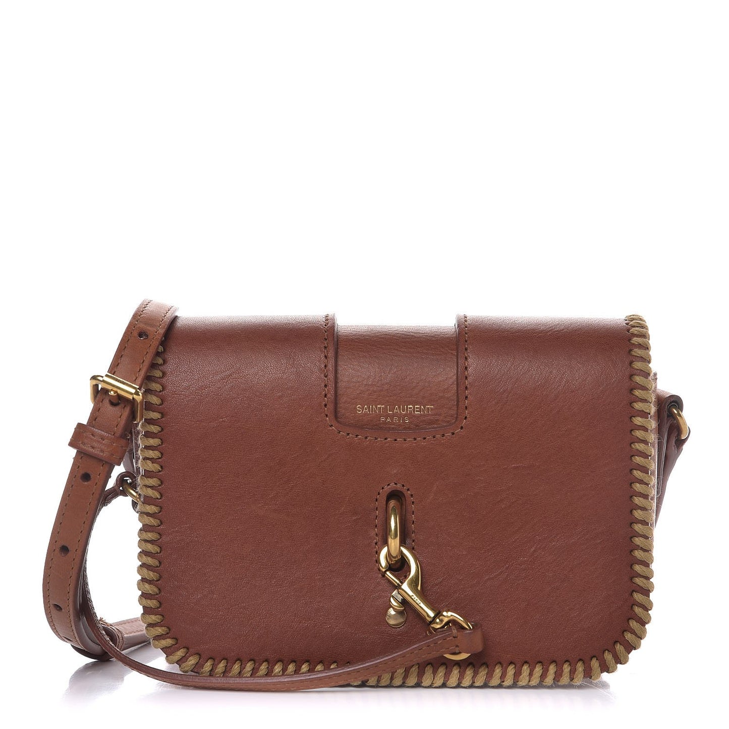 Calfskin Whipstitch Toy Charlotte Messenger Bag Cognac