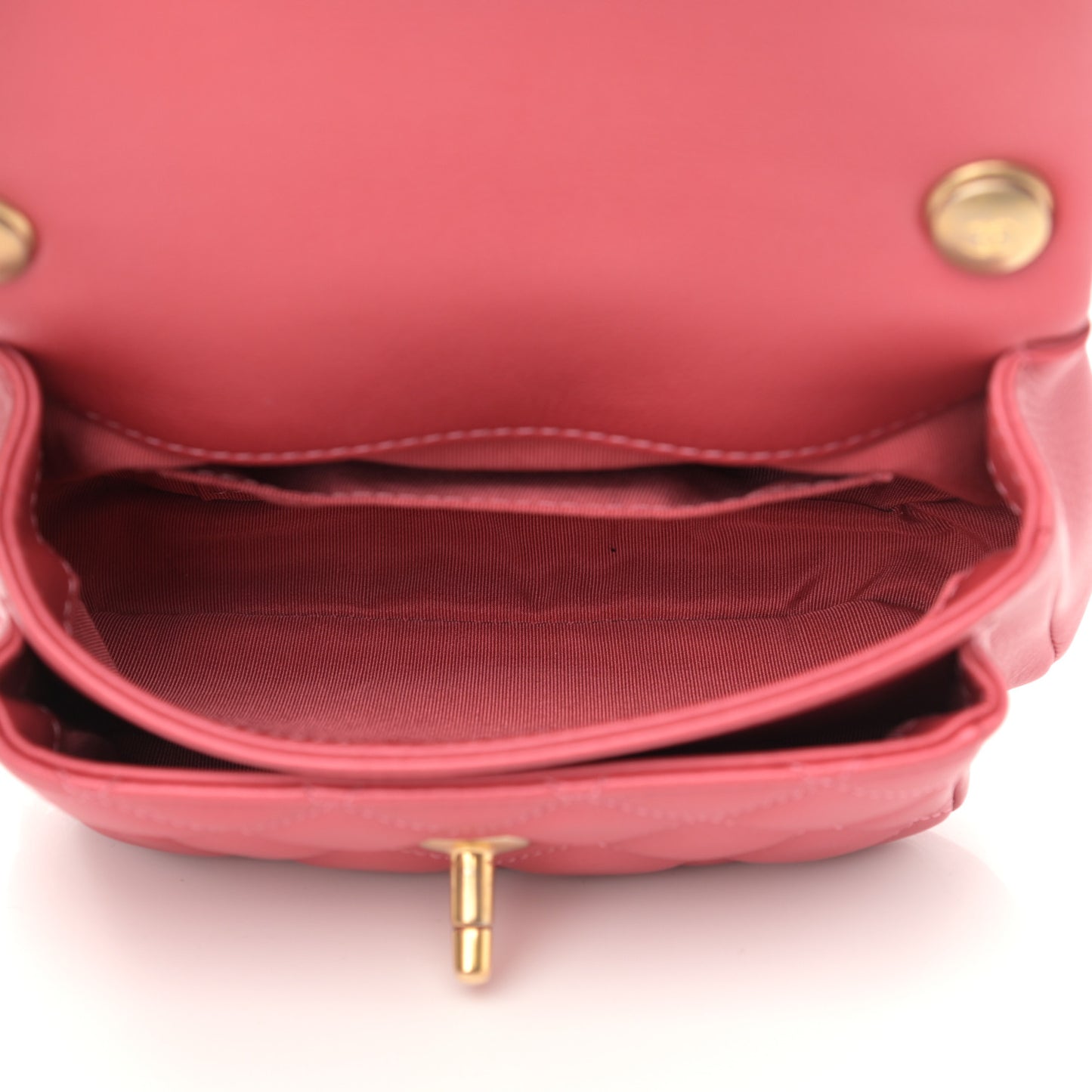 Calfskin Quilted Top Handle Flap Dark Pink