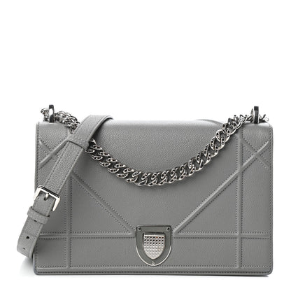 Christian Dior Grained Calfskin Medium Diorama Flap Bag Gris 1 of 9