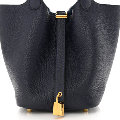 Hermes Taurillon Clemence Picotin Lock 18 PM Bleu Nuit 8 of 11