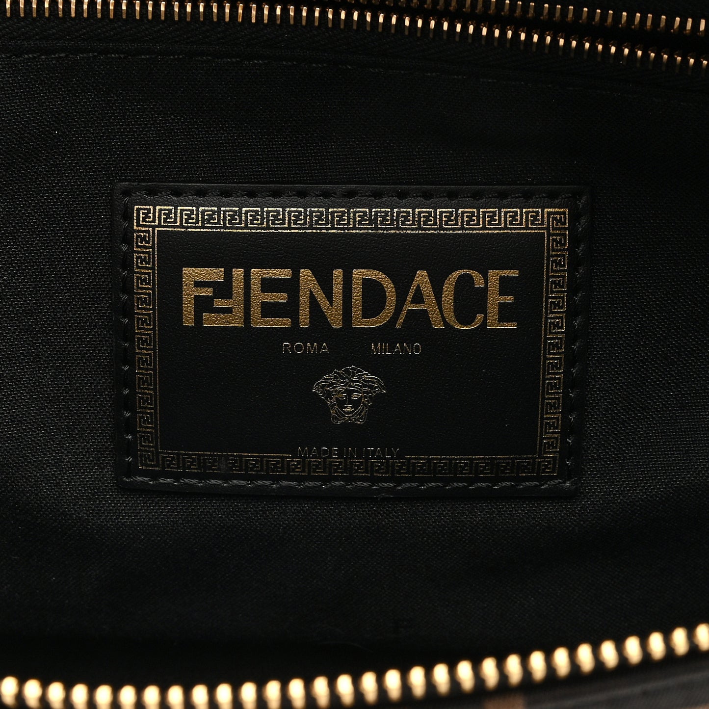 X VERSACE Nylon Cuoio Romano Fendace FF Baroque Belt Bag Black Gold