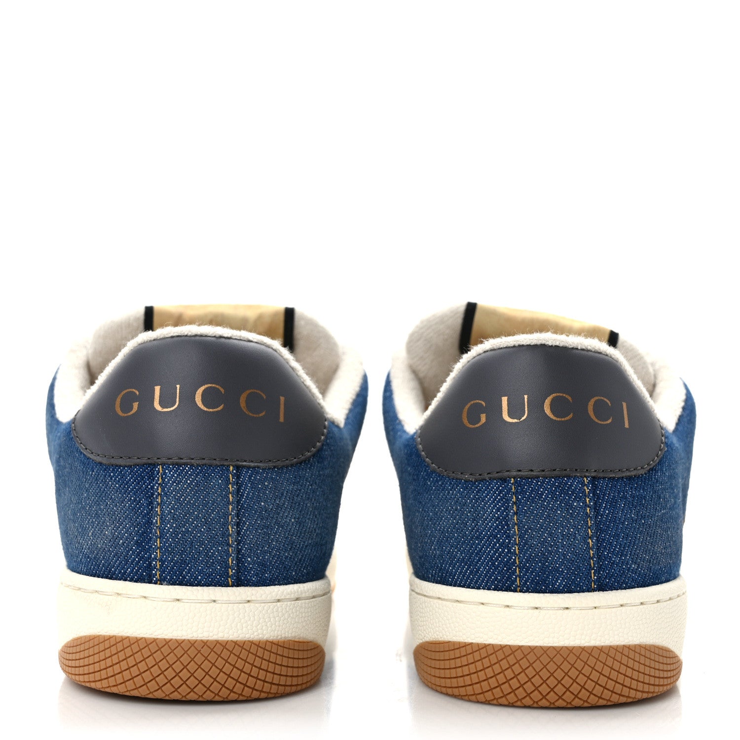 Gucci Denim Calfskin Web Mens Screener Sneakers 8.5 Indigo Blue 5 of 9