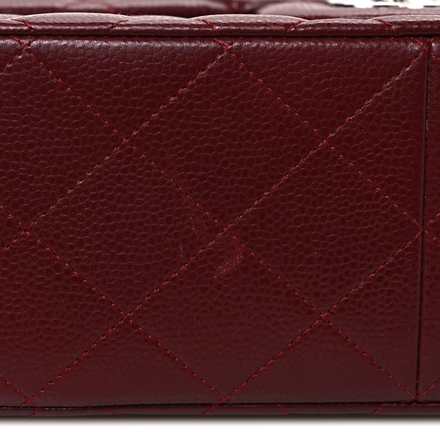 Caviar Quilted Jumbo Double Flap Dark Red