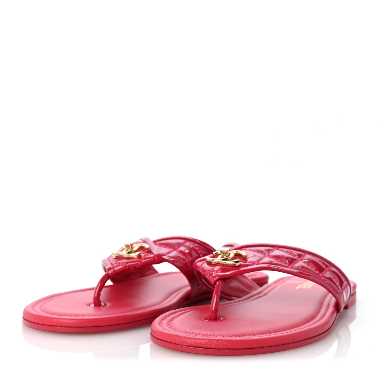 Patent Quilted CC Thong Sandals 39 Pink