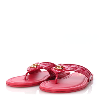 Chanel Patent Quilted CC Thong Sandals 39 Pink 4 of 10