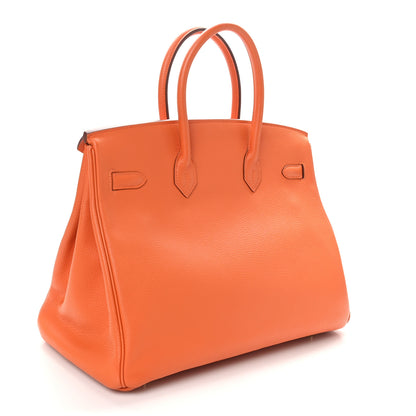 Hermes Taurillon Clemence Birkin 35 Orange 3 of 10