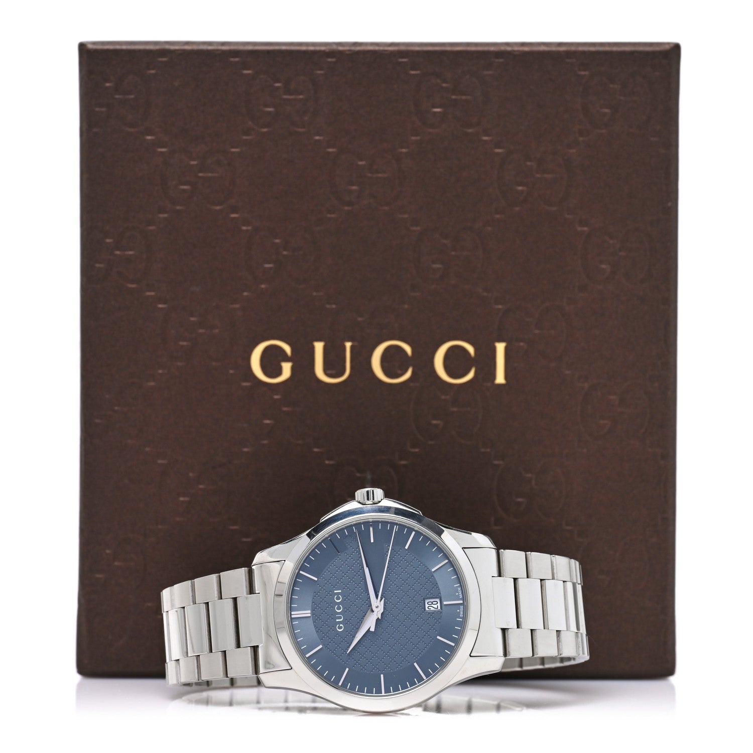 Gucci Stainless Steel 38mm G-Timeless Diamante Quartz Watch Grey 5 of 5