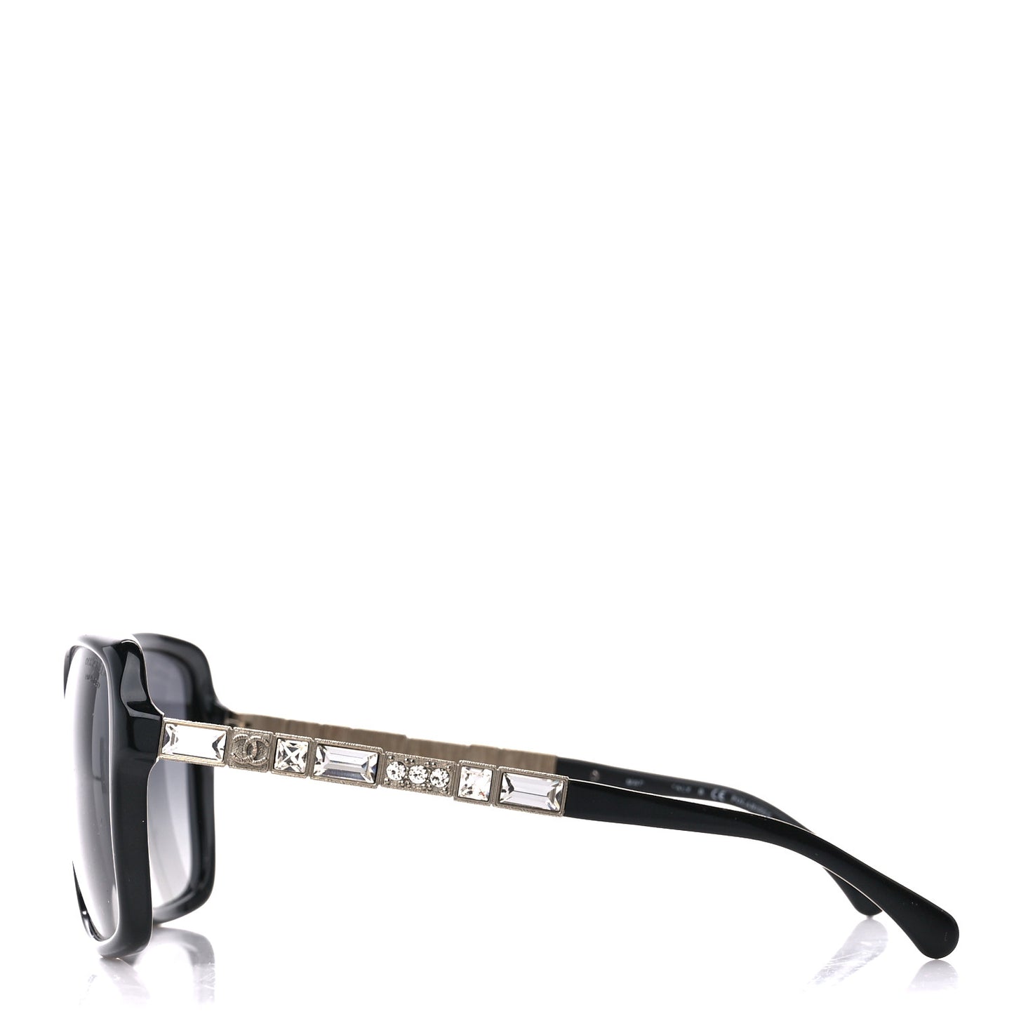 Crystal Baguette Polarized Square Sunglasses 5308-B Black