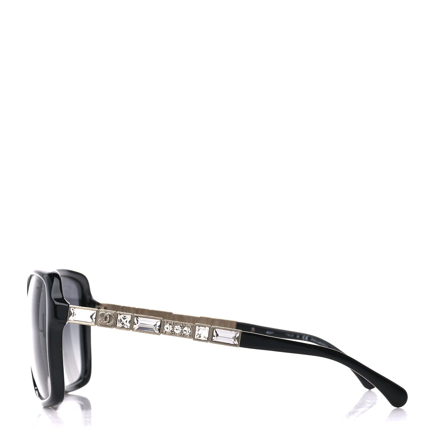 Chanel Crystal Baguette Polarized Square Sunglasses 5308-B Black 3 of 8