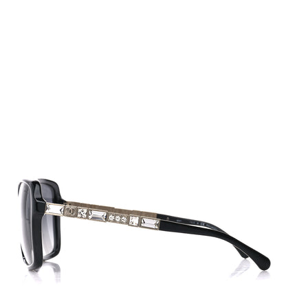 Chanel Crystal Baguette Polarized Square Sunglasses 5308-B Black 3 of 8