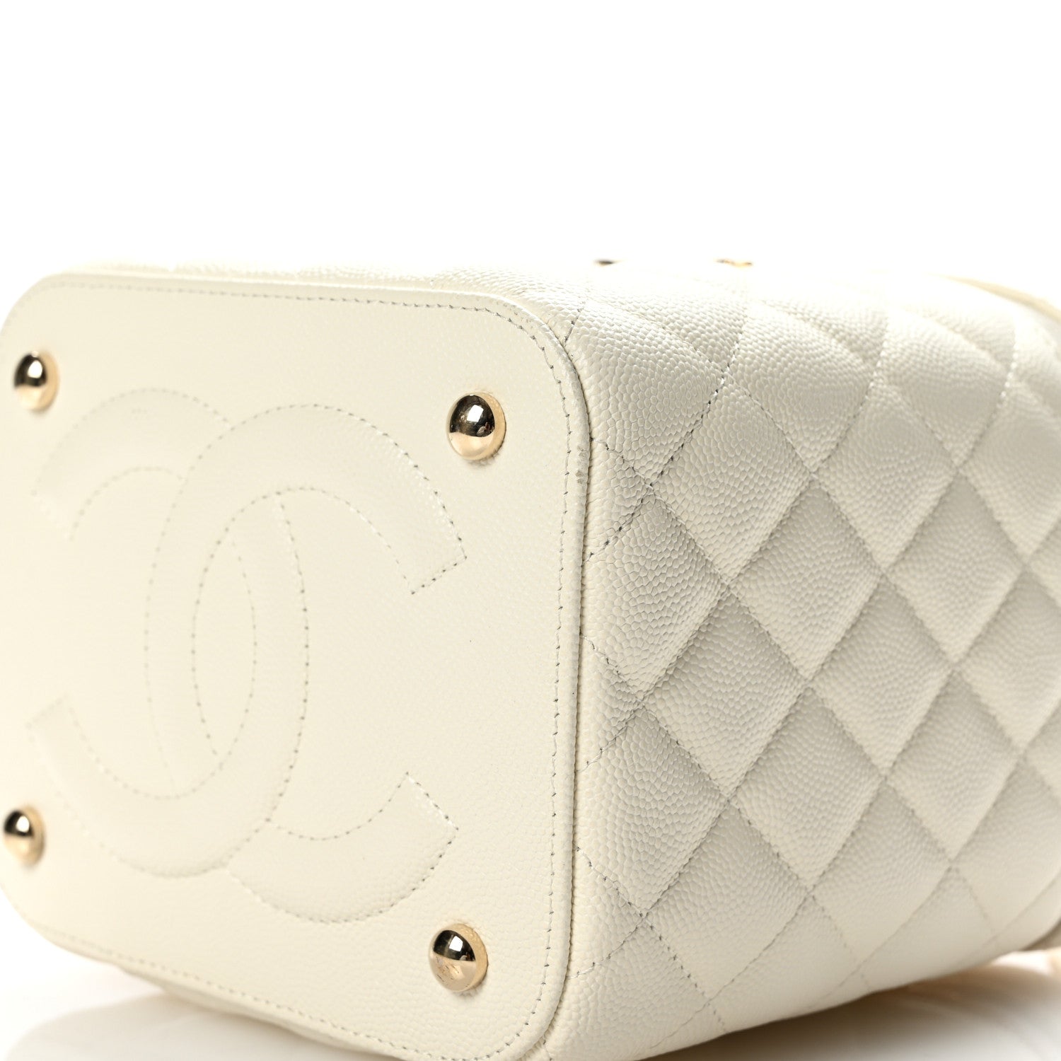 Chanel Caviar Quilted Small Top Handle Vanity Case With Chain White 10 of 10