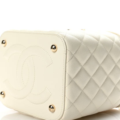 Chanel Caviar Quilted Small Top Handle Vanity Case With Chain White 10 of 10