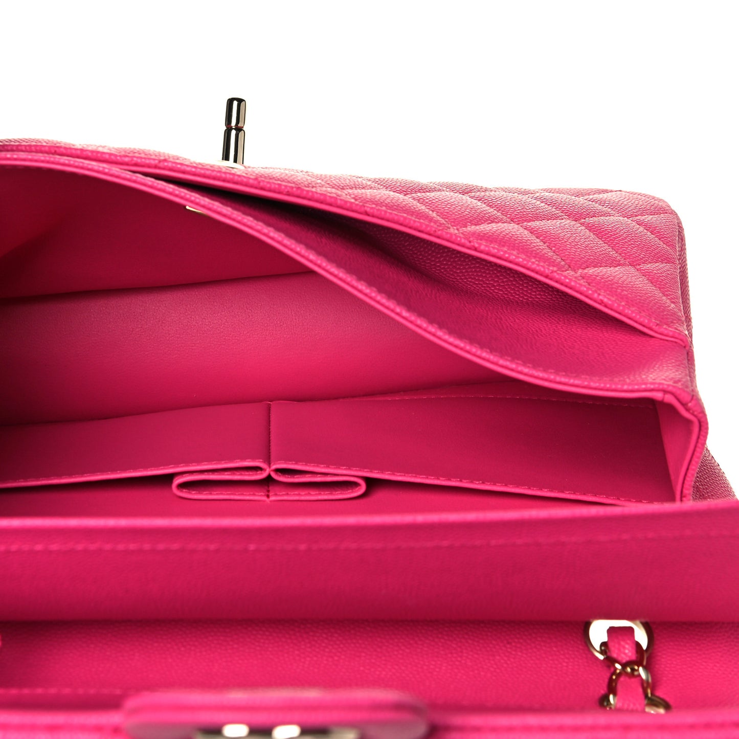 Caviar Quilted Medium Double Flap Dark Pink