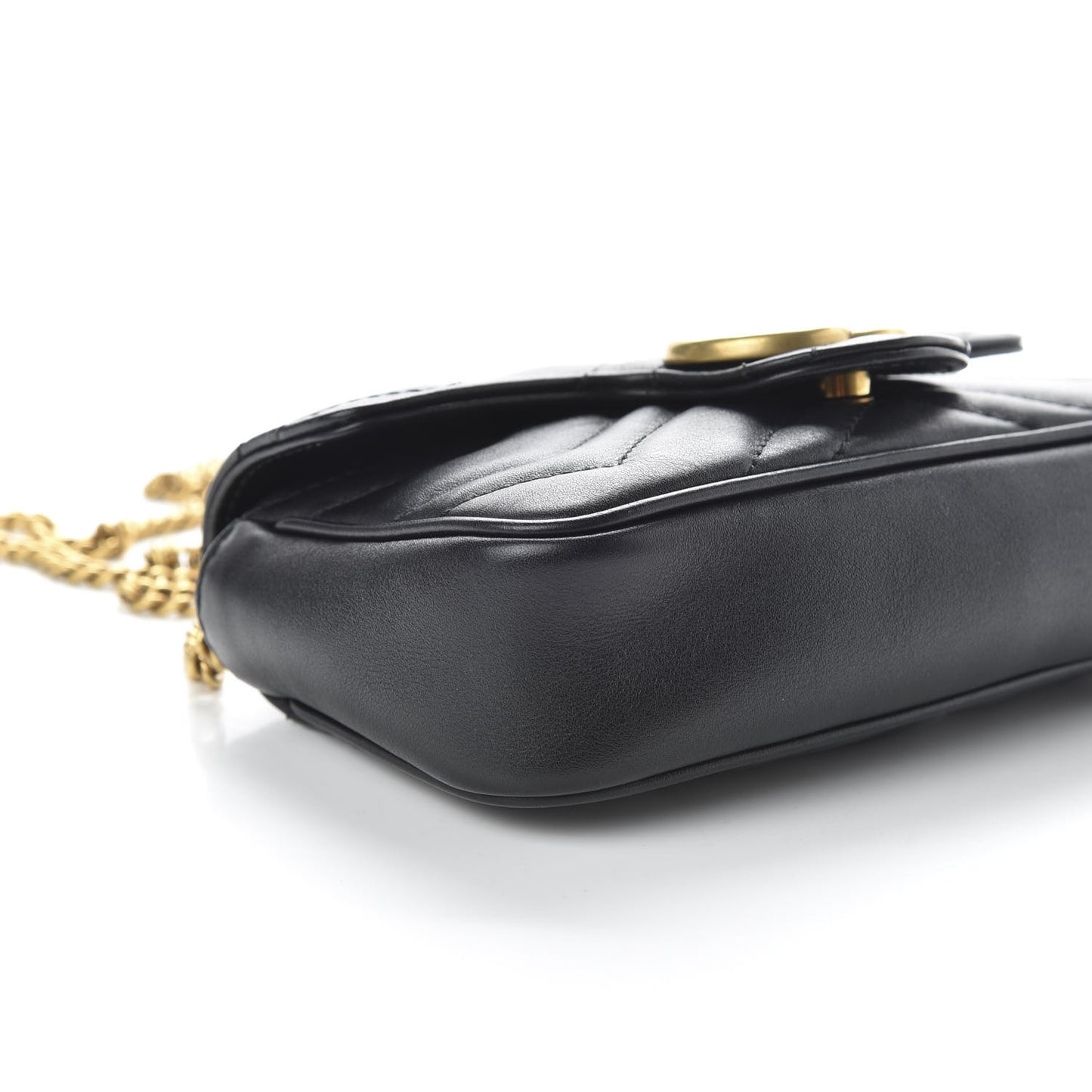 Calfskin Matelasse Super Mini GG Marmont Shoulder Bag Black