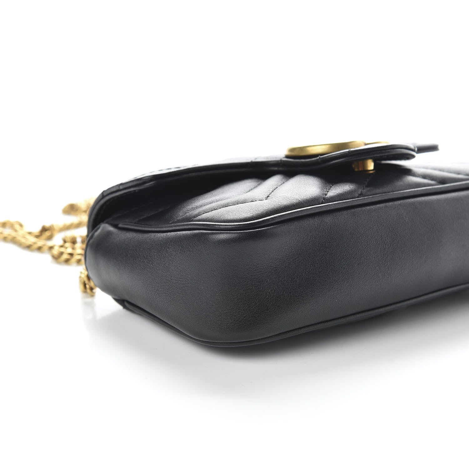 Gucci Calfskin Matelasse Super Mini GG Marmont Shoulder Bag Black 6 of 10