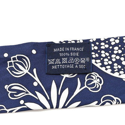 Hermes Silk Les Leopards Twilly Marine White 3 of 4