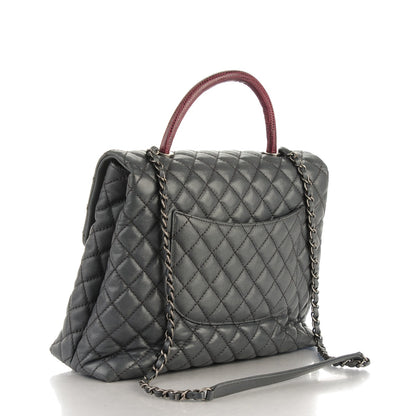 Chanel Caviar Lizard Quilted Large Coco Handle Flap Grey 3 of 9