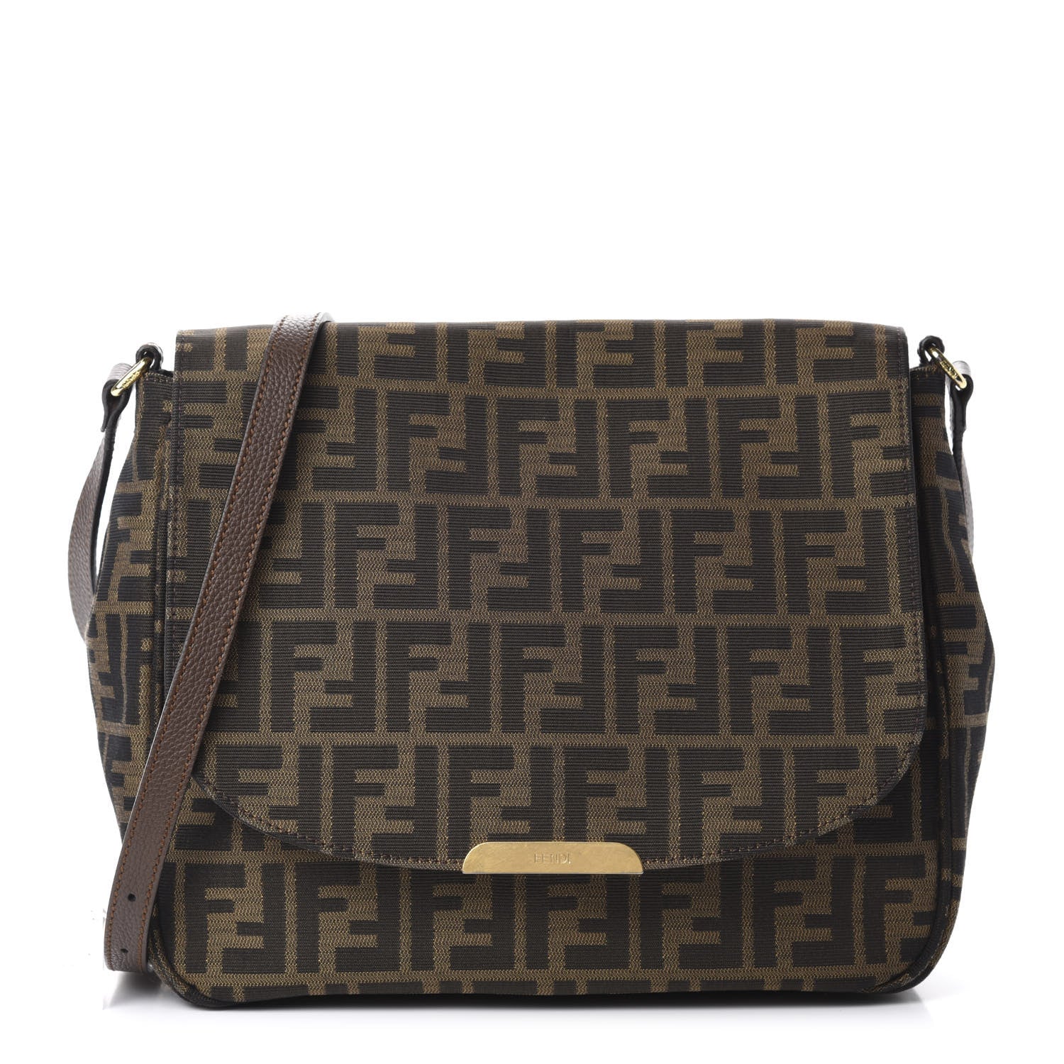 Fendi Zucca Vitello Artic Messenger Bag Tobacco Castagna 1 of 12