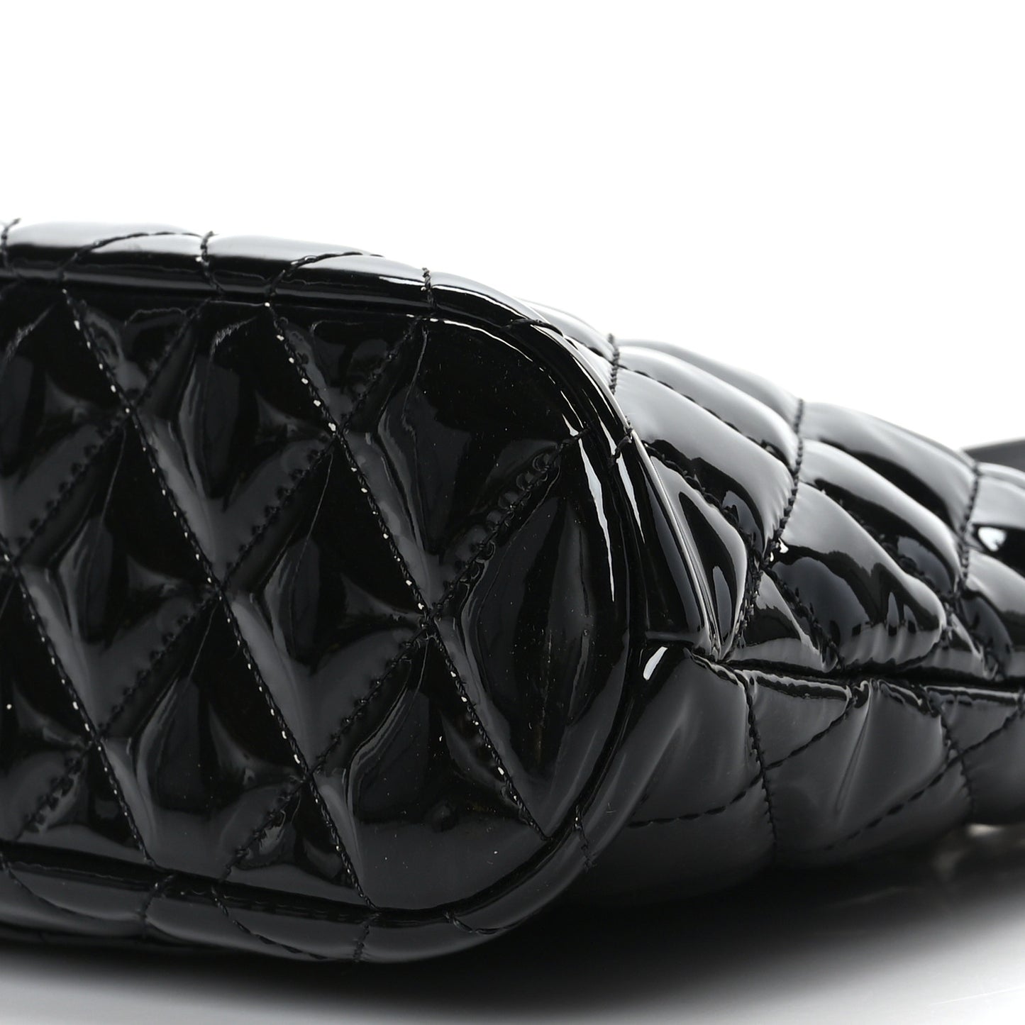 Patent Quilted Shiny Coco Small Shopping Bag Black