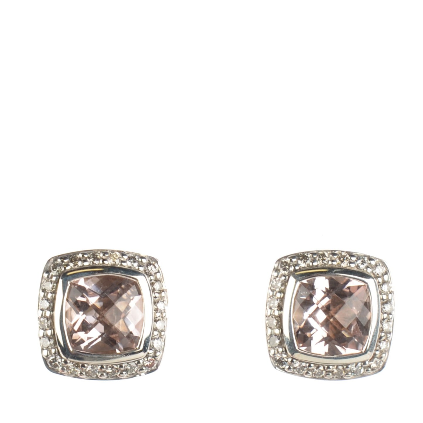 Sterling Silver Diamond Morganite 7mm Petite Albion Earrings