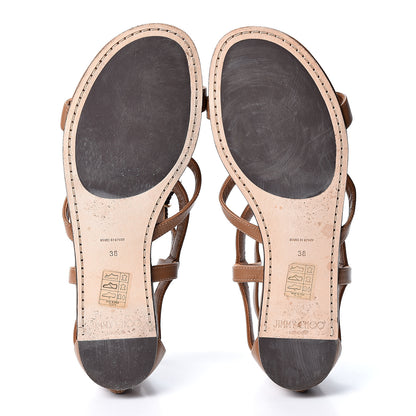 Jimmy Choo Calfskin Jeweled Nano Flat Sandals 38 Canyon 6 of 8