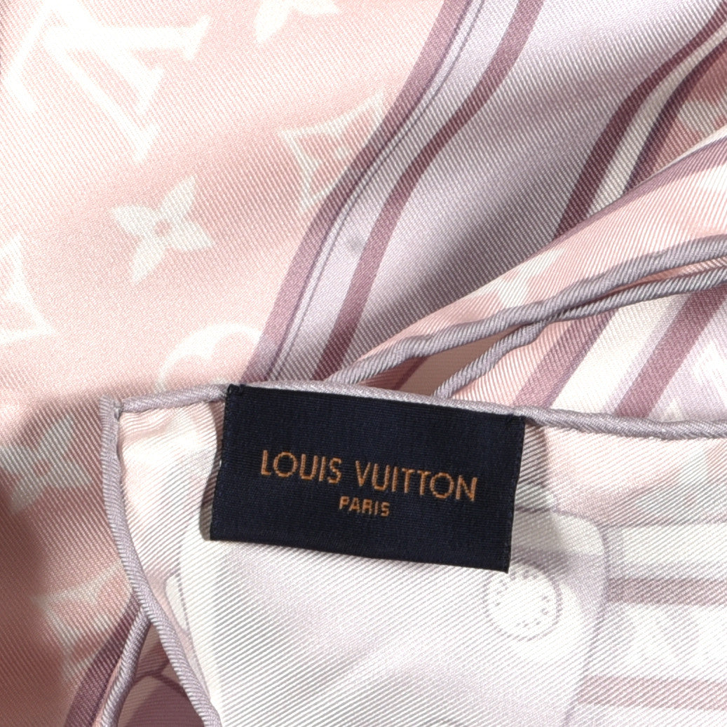 Louis Vuitton Silk Monogram LV World Square Scarf Light Pink 2 of 3