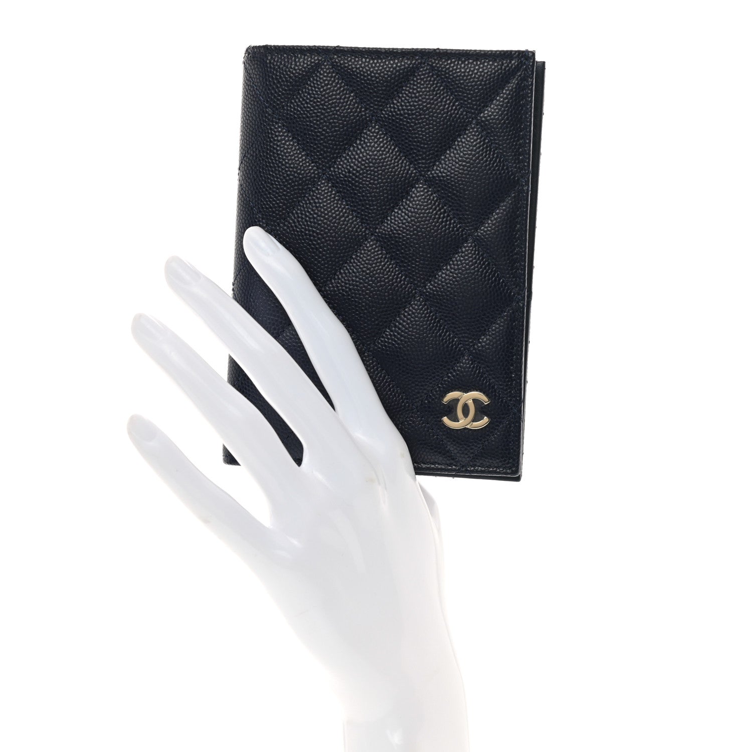 Chanel Caviar Quilted Passport Holder Navy Blue 2 of 7