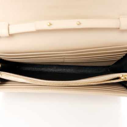 Saint Laurent Grain De Poudre Matelasse Chevron Monogram Chain Wallet  Nude Powder 5 of 10