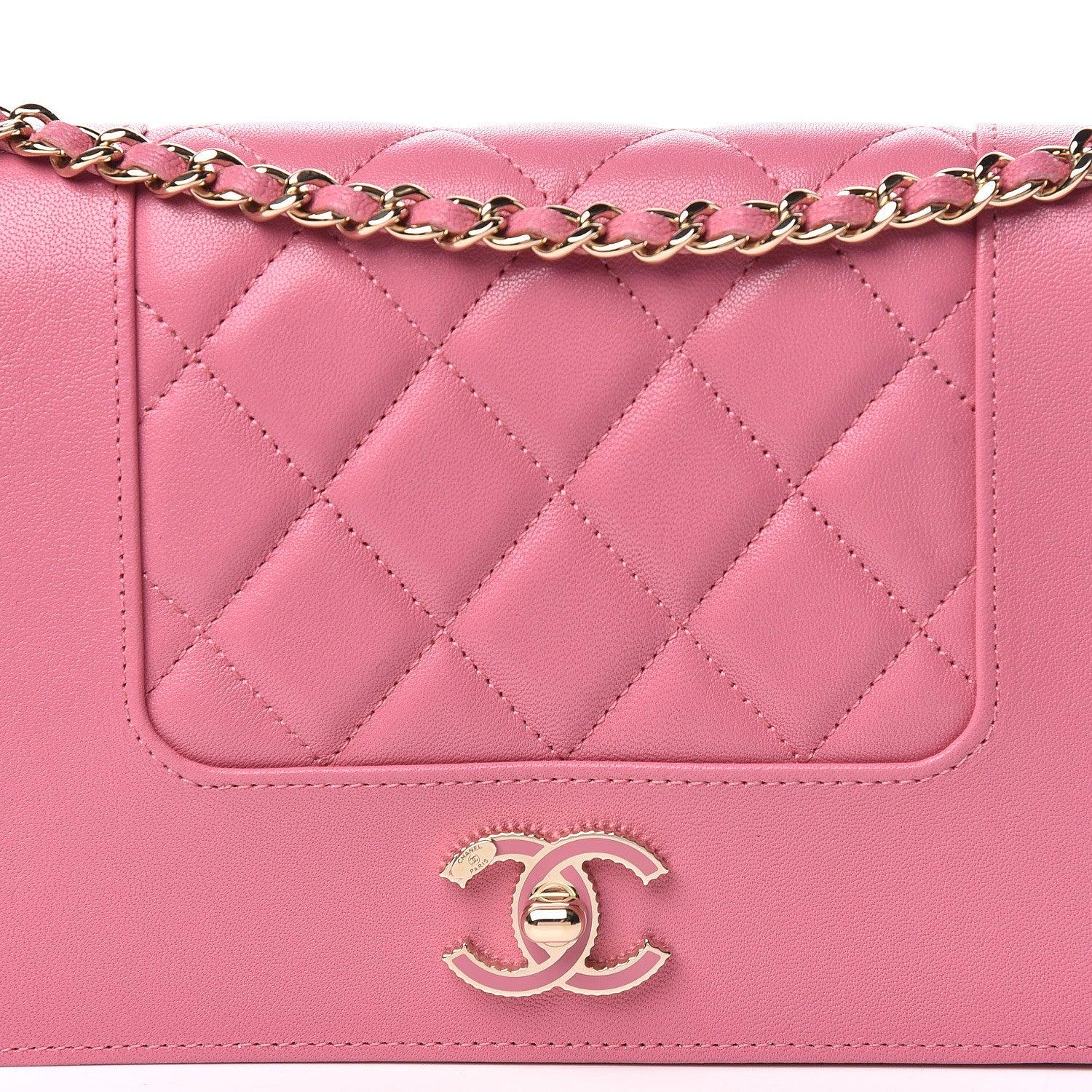 Chanel Sheepskin Quilted Mademoiselle Vintage Wallet On Chain WOC Dark Pink 11 of 12