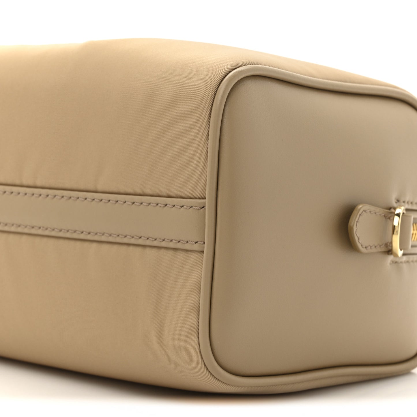 Re-Nylon Vitello Medium Top Handle Bag With Padlock Cammeo