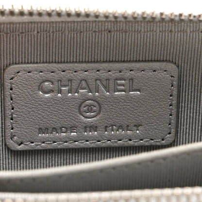 Chanel Glittered Metallic Caviar Quilted Zip Coin Purse Wallet Silver 6 of 10