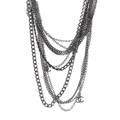 Chanel Gripoix CC Long Multistrand Necklace Ruthenium Black 1 of 5