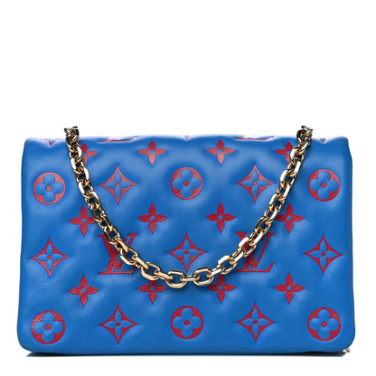 Louis Vuitton Lambskin Embossed Monogram Vuittamins Pochette Coussin Blue Red 1 of 11