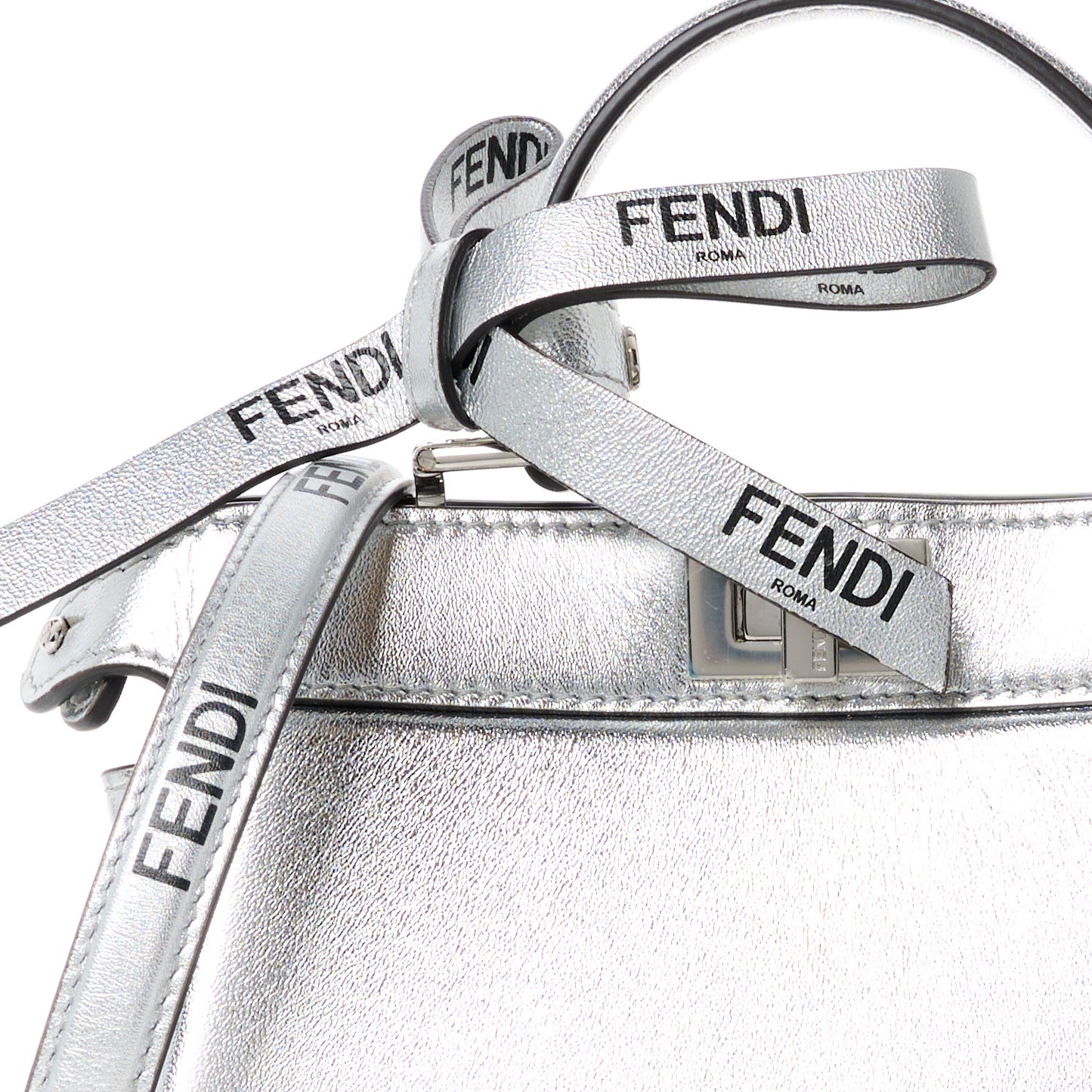 X MARC JACOBS Vitello Catalan Mirror Petite Peekaboo I SEE U Satchel Argento