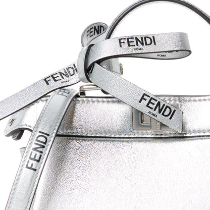 Fendi X MARC JACOBS Vitello Catalan Mirror Petite Peekaboo I SEE U Satchel Argento 9 of 11
